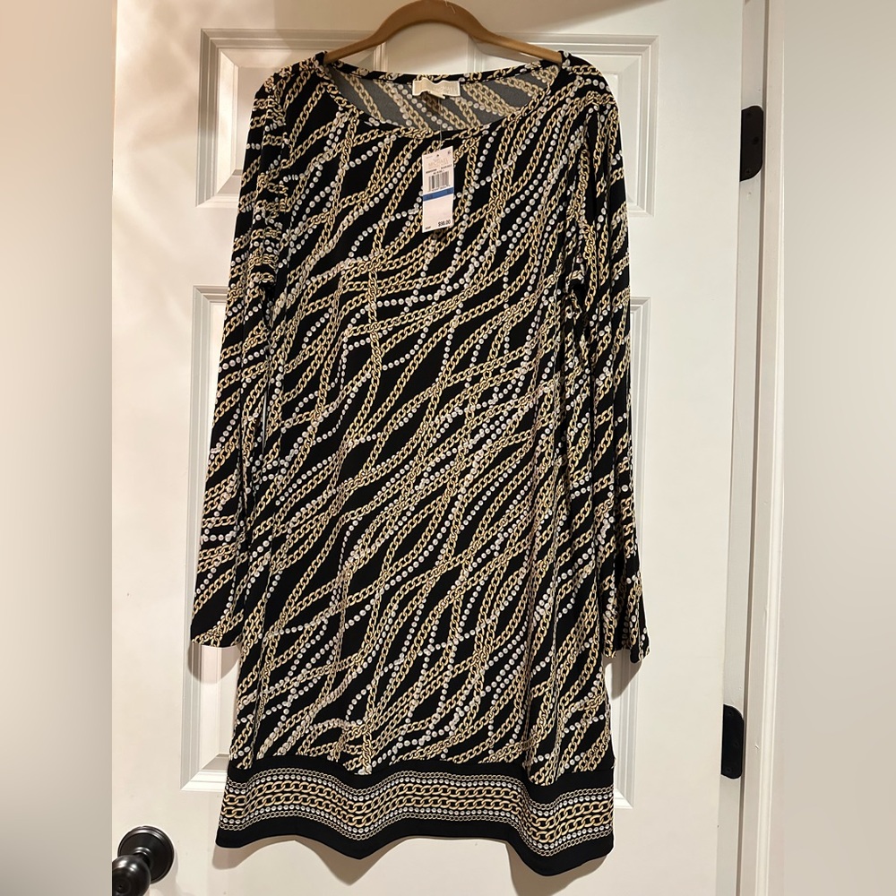 Michael Kors black chain and pearl dress